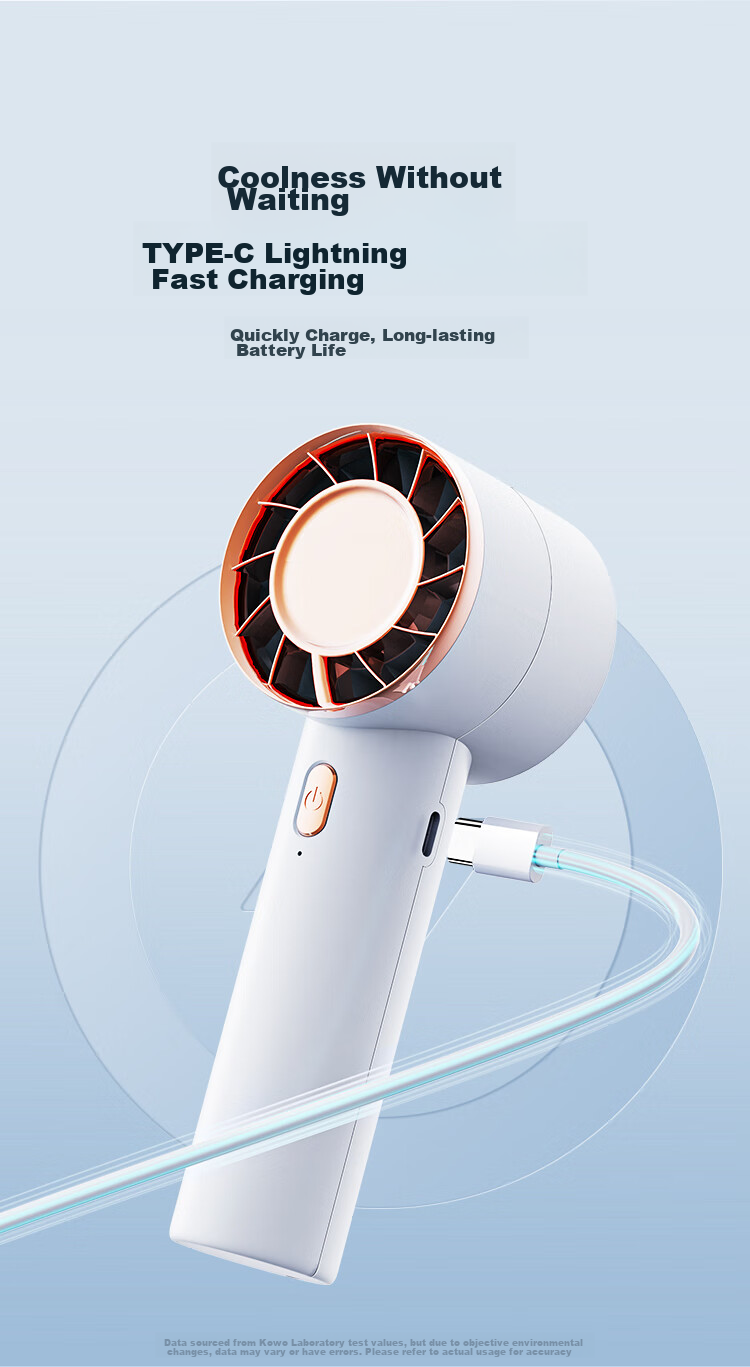 Kewo 10000mAh Large Capacity Handheld Mini Fan Cooling Ice Compress Semiconductor Desktop Neck Hanging Long Battery Life Portable Rechargeable High-Speed Cooling Device for Office Dormitory 10