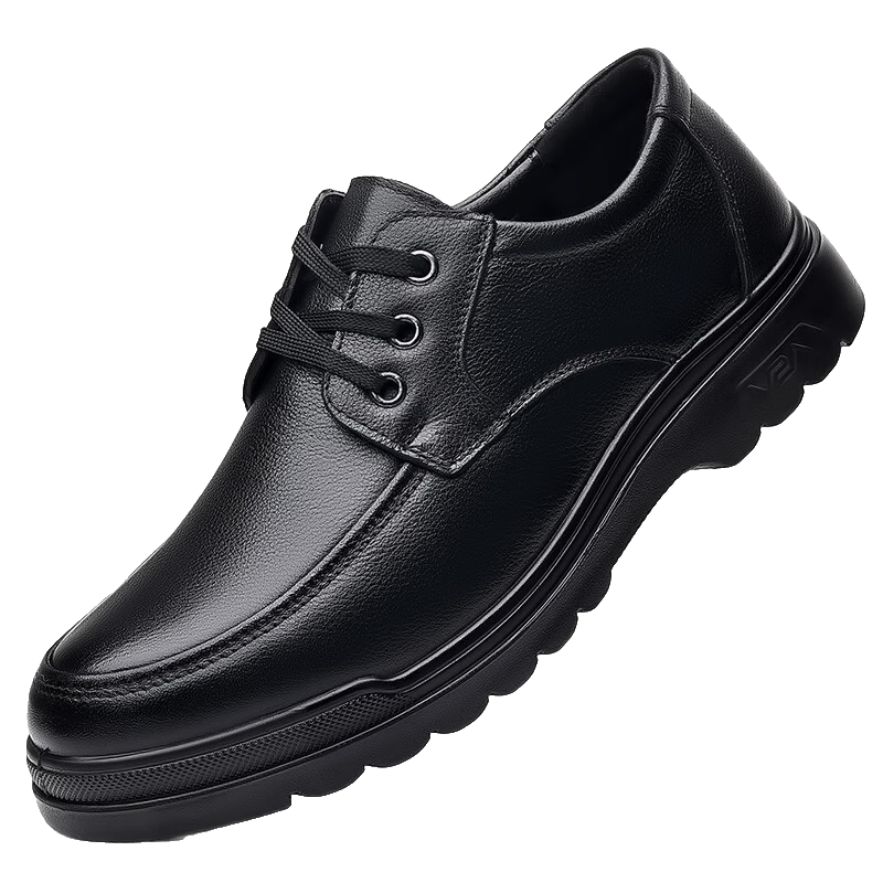Poitulas Men's Versatile Lace-Up Business Formal Casual Shoes, Lightweight Round Toe Dad Shoes, 6627 Black, Size 41