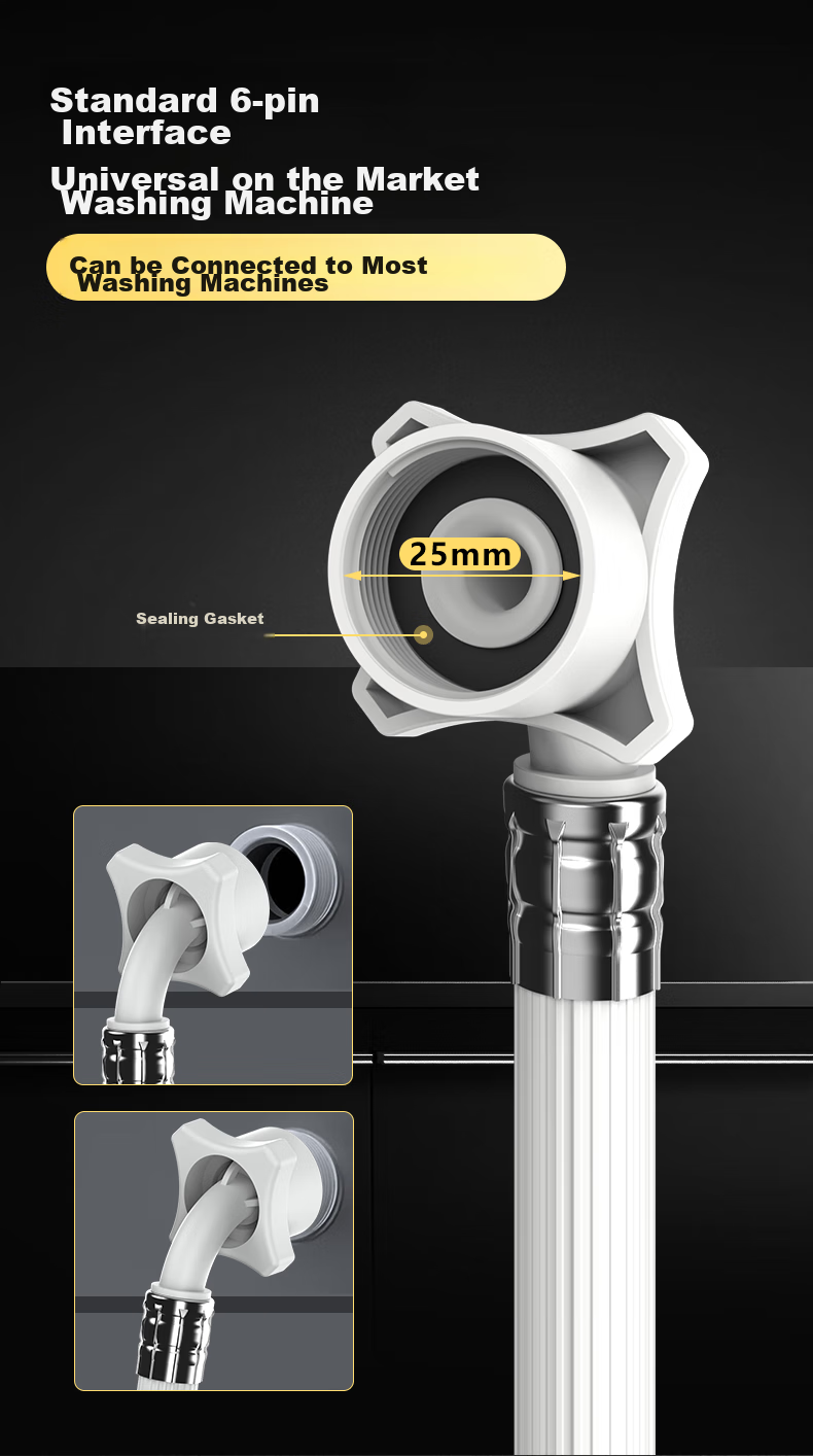 Jiangwutong Washing Machine Inlet Hose 3 Meters, Extended Extension Pipe, Connecting Pipe for Fully Automatic Drum And Impeller Washers, Suitable for Haier, Compatible with Clip-On Faucet Accessories 7