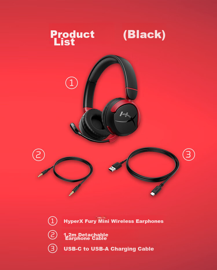HYPERX Cloud Mini Wireless Hurricane Mini Wireless Bluetooth Headphones, All-Day Battery Life, Compatible with Triangular Actio 7