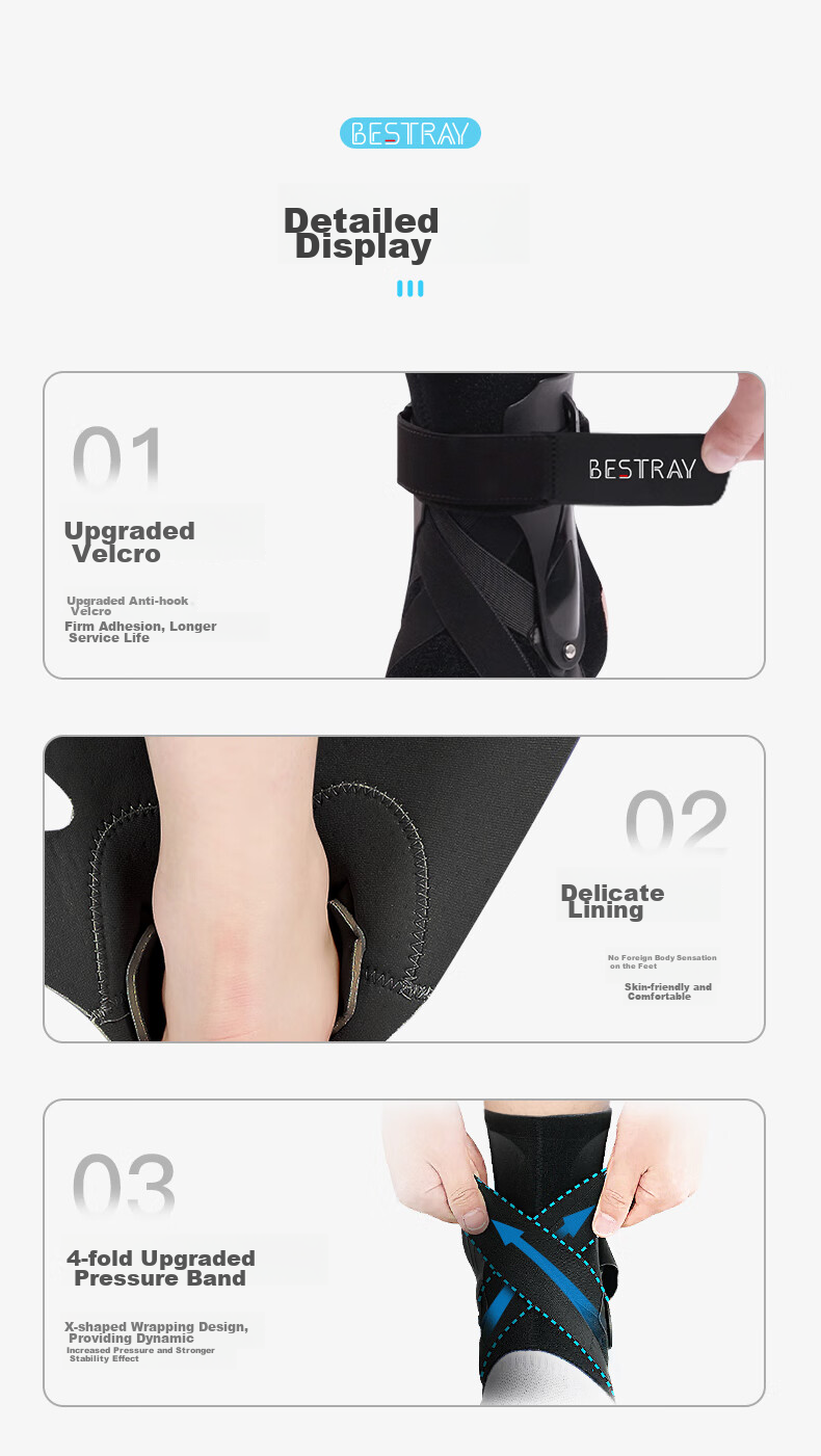 Bestray 3D Sports Ankle Brace, Basketball Anti-Sprain Foot Protector, Ankle Recovery Support, Ankle Joint Protection Sleeve 10