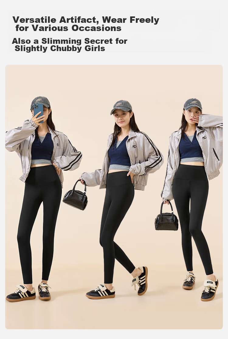 MiiOW Fleece-Lined Shark Pants for Women, Autumn And Winter Thickened, 2025 New Style, High-Waisted, Tummy Control, Camellia Moisturizing, Outer Wear, Yoga Leggings 11