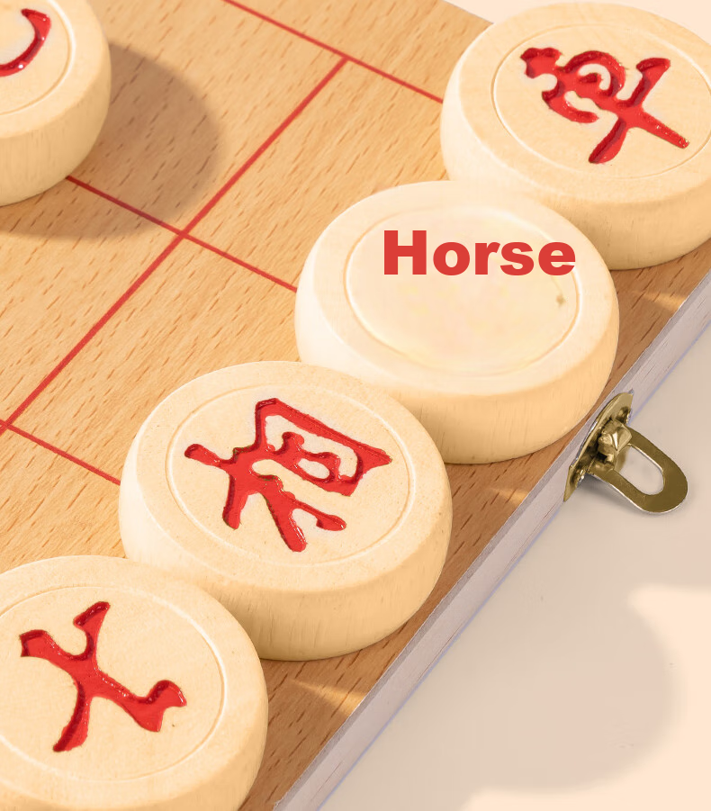 Deli Folding Solid Wood Chess Set, Enlarged Wooden Board Chinese Chess, Student Camping Chess Table Game Back-To Gift Set 12