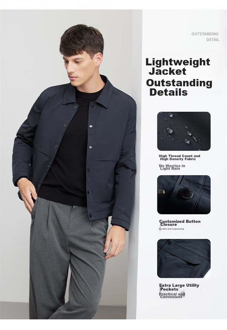 DANCING WOLVES [Windproof And Easy-Care] Comfortable Commuter Executive Jacket for Men, Autumn And Winter Casual Workwear Lapel Versatile Coat 3