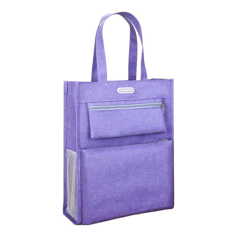 Bailiwen BX1013 Purple Vertical Handbag, Tutoring Bag, Student Book Carrier, Large Capacity Document Bag, File Bag, Zipper Bag, Storage Bag, Art Bag