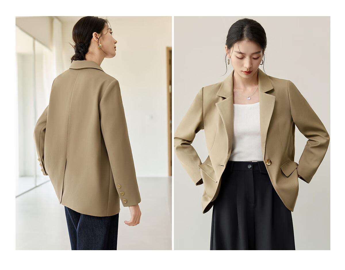 Chushen Chunqiu Women's Classic Simple H-Shape Blazer Casual Commuter Suit Jacket S51U012 12