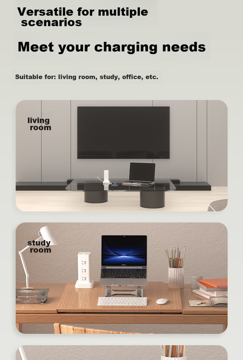 Deli Vertical Power Strip, Power Bar/Extension Cord/Power Board/Line Cord, Master Switch 12 Outlets + 2 USB + 2 TYPE-C, Total Length 1.8 Meters, Overload Protection, LU5054 11