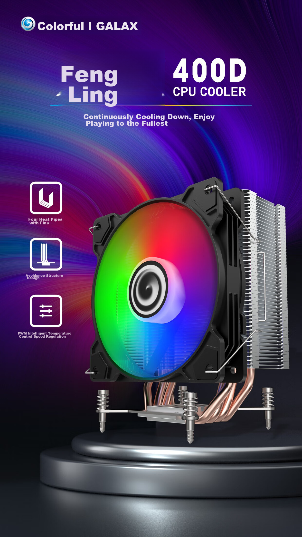 Yingchi Fengrui V6DL Digital Display CPU Air Cooler (Anti-Gravity 6 Heat Pipes / Compatible with 1700/AM5/ARGB Sync / PWM Temperature Control / Multi-Platform / with Thermal Paste) 1