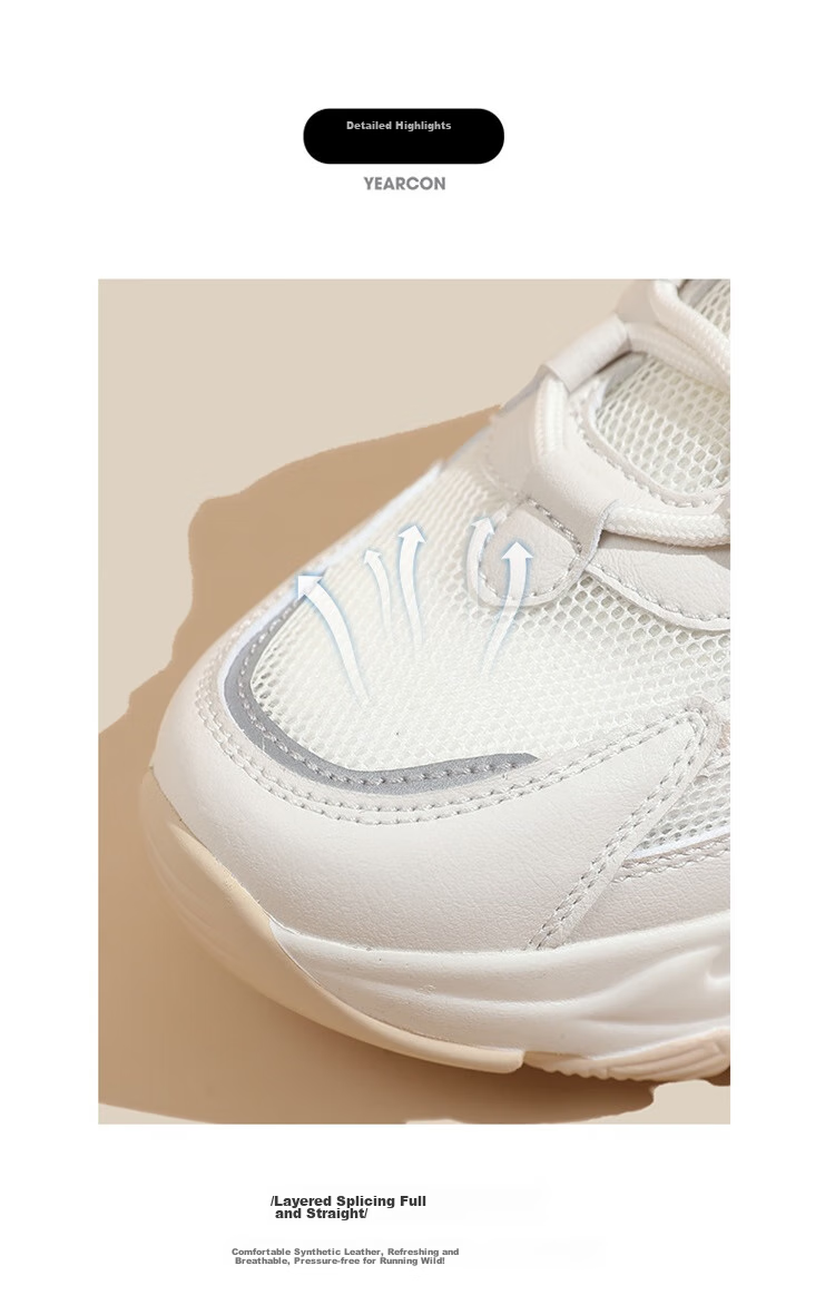 Yierkang Women's Shoes, Autumn Mesh Breathable Dad Shoes, Thick-Soled Height-Increasing Casual Sneakers, Lightweight Versatile Running Shoes for Wome 4