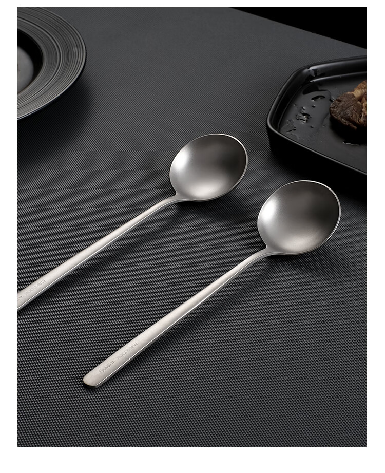 MAXCOOK Pure Titanium Soup Ladle And Spoon, Flat Bottom Large Serving Spoon Round Bottom Dining Spoon Rice Spoon MCCU1792 12