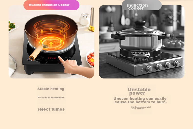 Hualing Midea Electromagnetic Cooker, 2200W High Power, Wide Heat Distribution, Durable And Wear-Resistant Panel, Eight Heat Settings, Waterproof Induction Stove, Hot Pot Cooker WH-E22F02 8