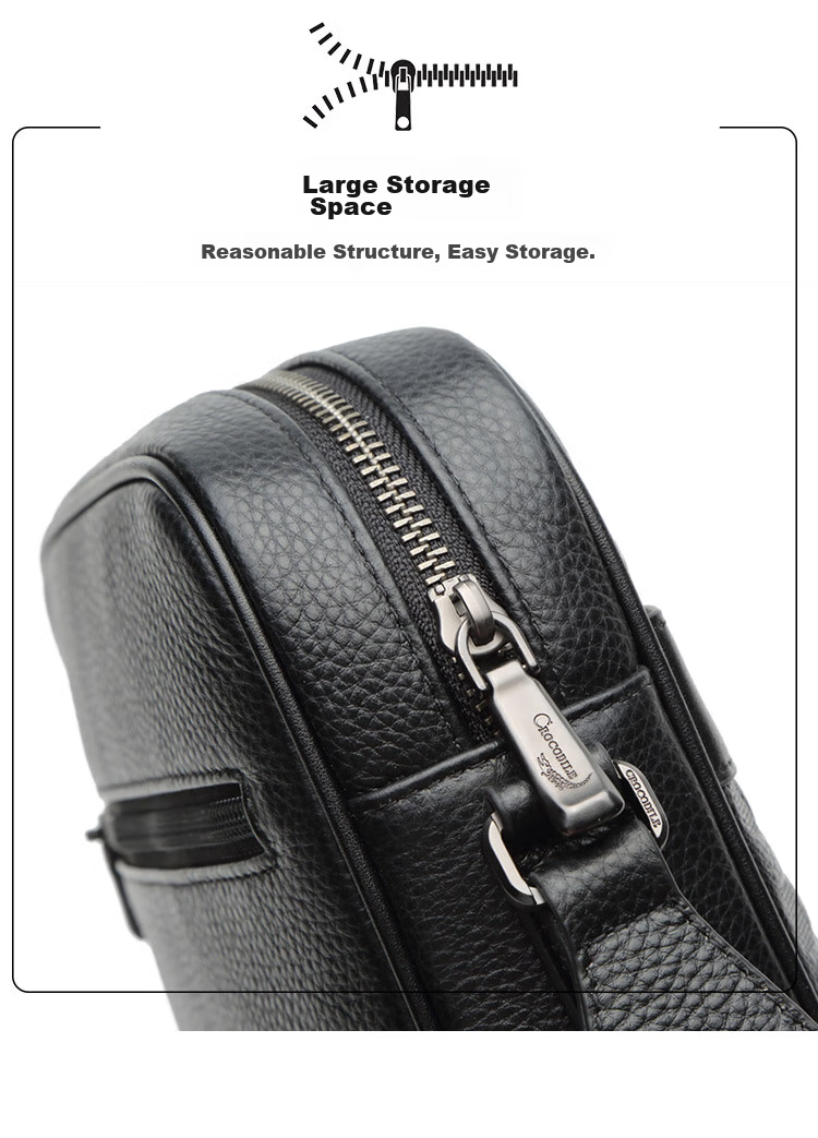 CROCODILE Top-Grain Leather Plaid Business Casual Shoulder Bag, Men's Vertical Crossbody Bag XT2045, Gift for Boyfriend 9