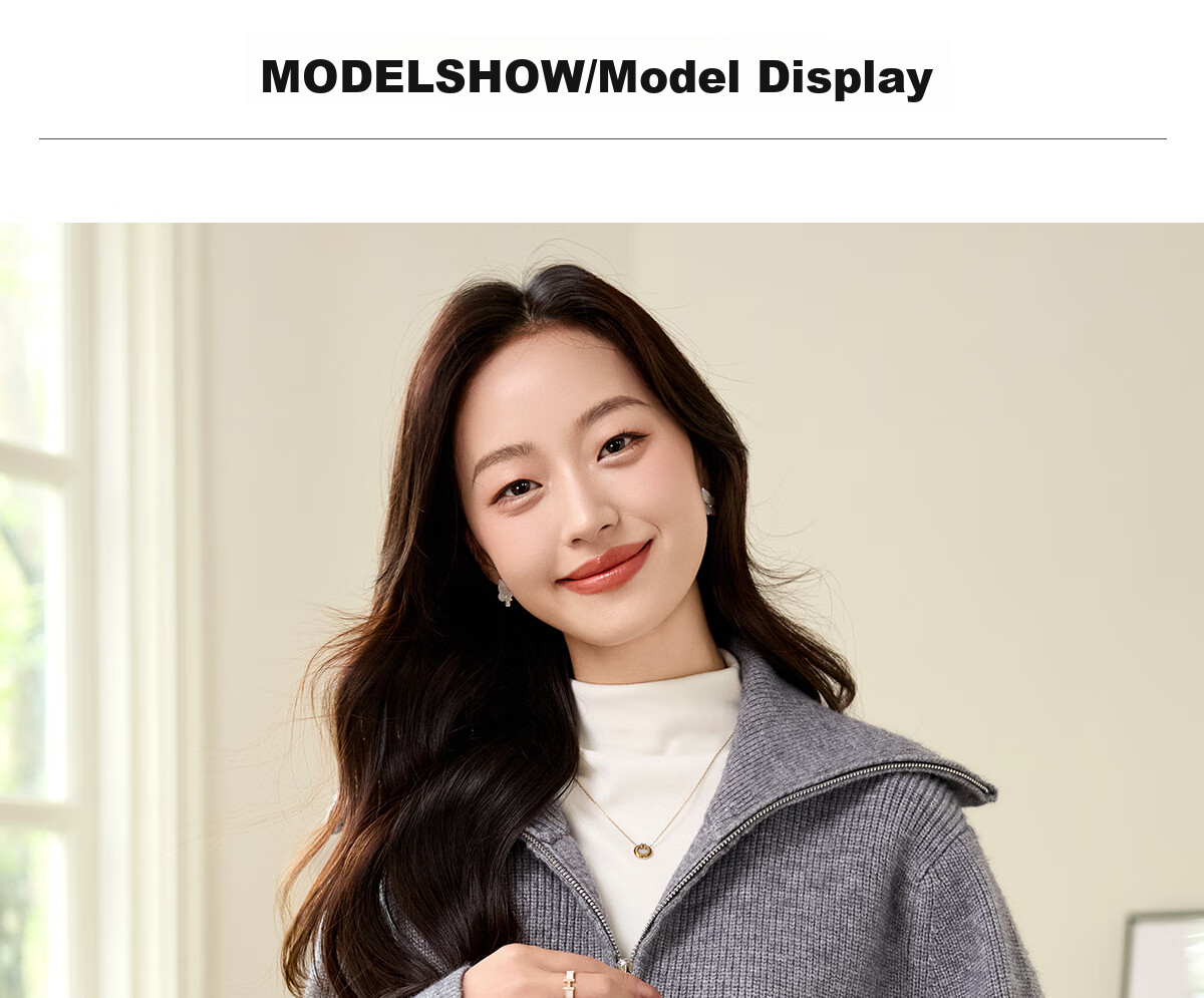 PinCai Women's Knitted Cardigan Autumn Winter Double Zipper Thickened Lapel Sweater Jacket P144Z9019 18