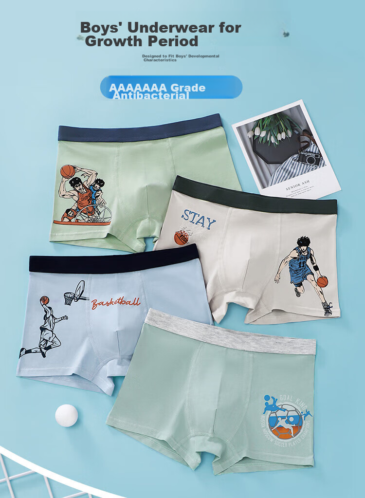 MiiOW Boys' Cotton Boxer Briefs, Antibacterial Underwear for Teenagers in Middle School And High School, Puberty And Adolescence 1
