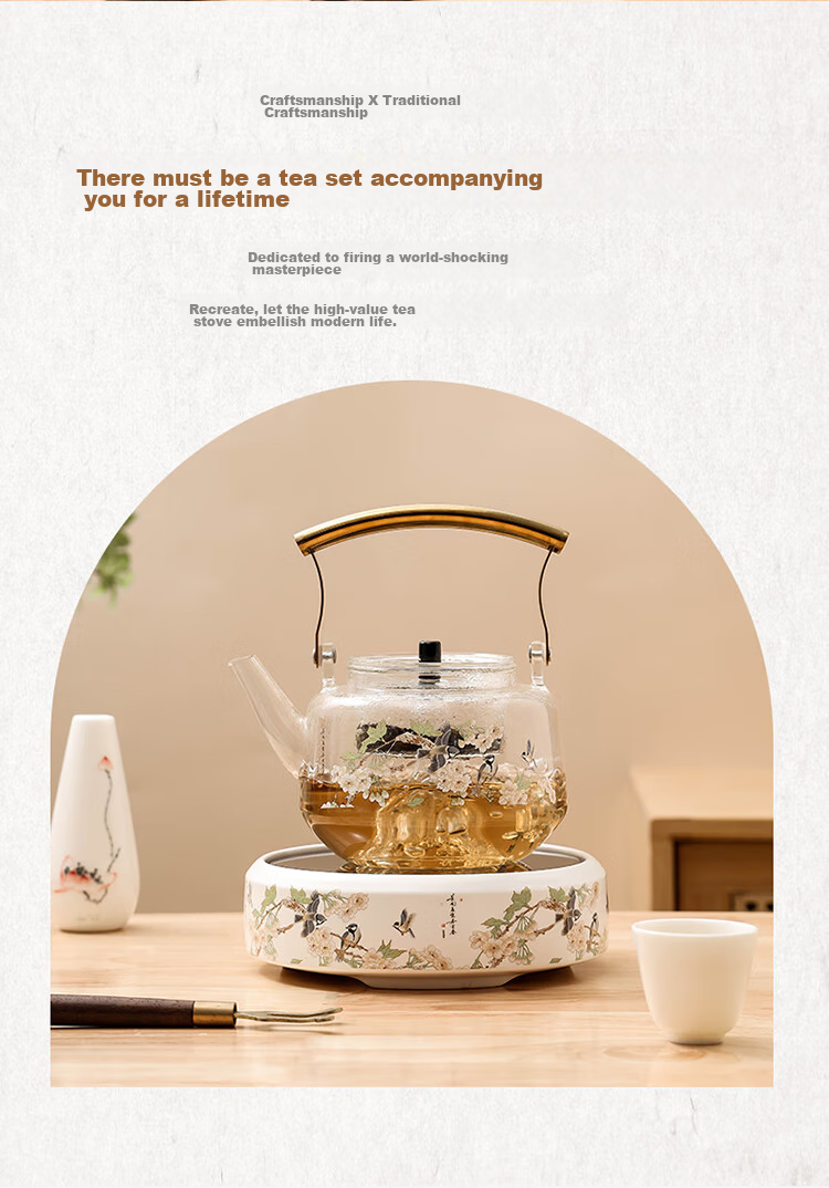 Jinxiangyu Kung Fu Tea Set Electric Ceramic Stove without Teapot for Home Use, Water Boiling And Brewing Tea Stove, Yue Heng Bai Niao Zhang Ming 3