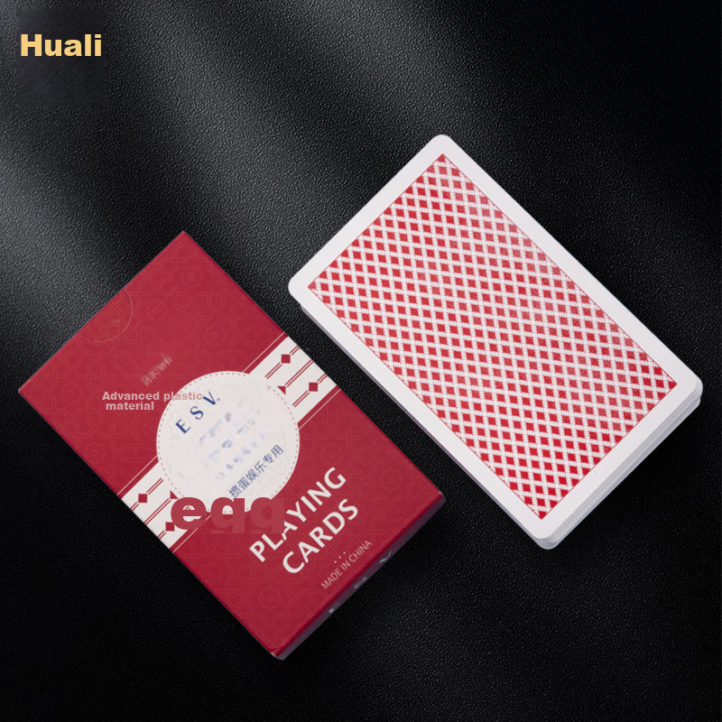 Huasheng Plastic Playing Cards, Durable, Foldable, Resilient, Waterproof Entertainment Cards, Model 6099, Red, Single Deck