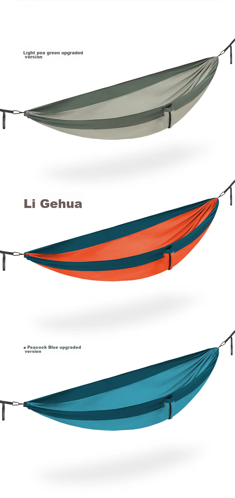Naturehike Portable Hammock for Outdoor Camping, Lightweight Thick Anti-Rollover Swing Cradle - Light Bean Green - Single Perso 12