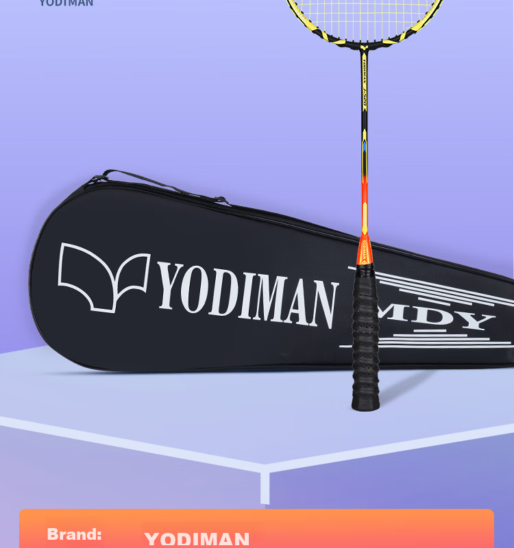 Yodiman Training Badminton Racket, Ultra-Light 6U, Full Carbon Fiber, Single Racket, 520g (Pre-Strung 23 Lbs) 17
