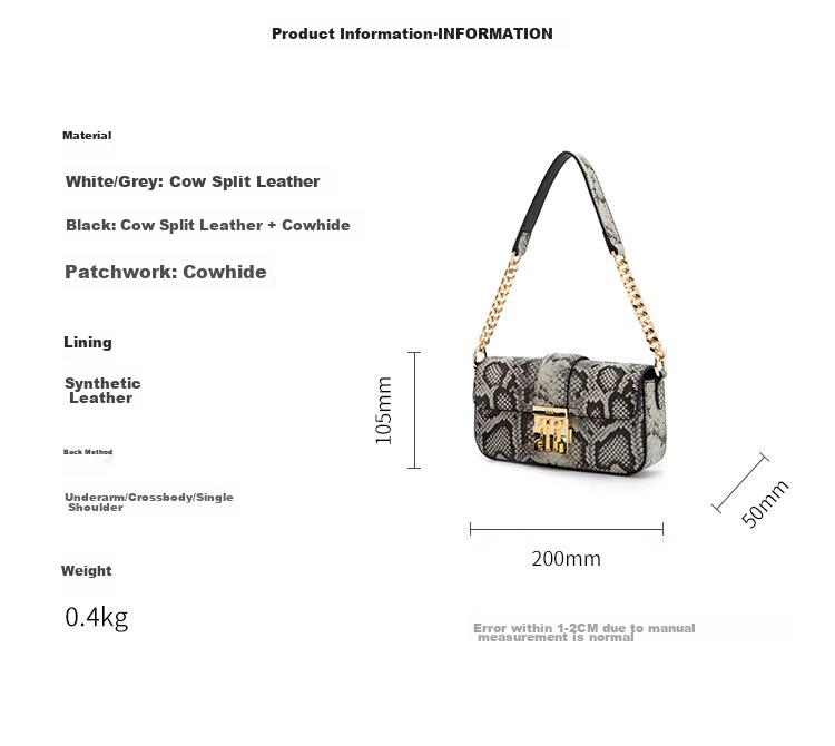 ELLE New Women's Handbag, Retro Small Square Bag, Chain Crossbody Shoulder Underarm Bag, Birthday Gift, 23007 Brow 3