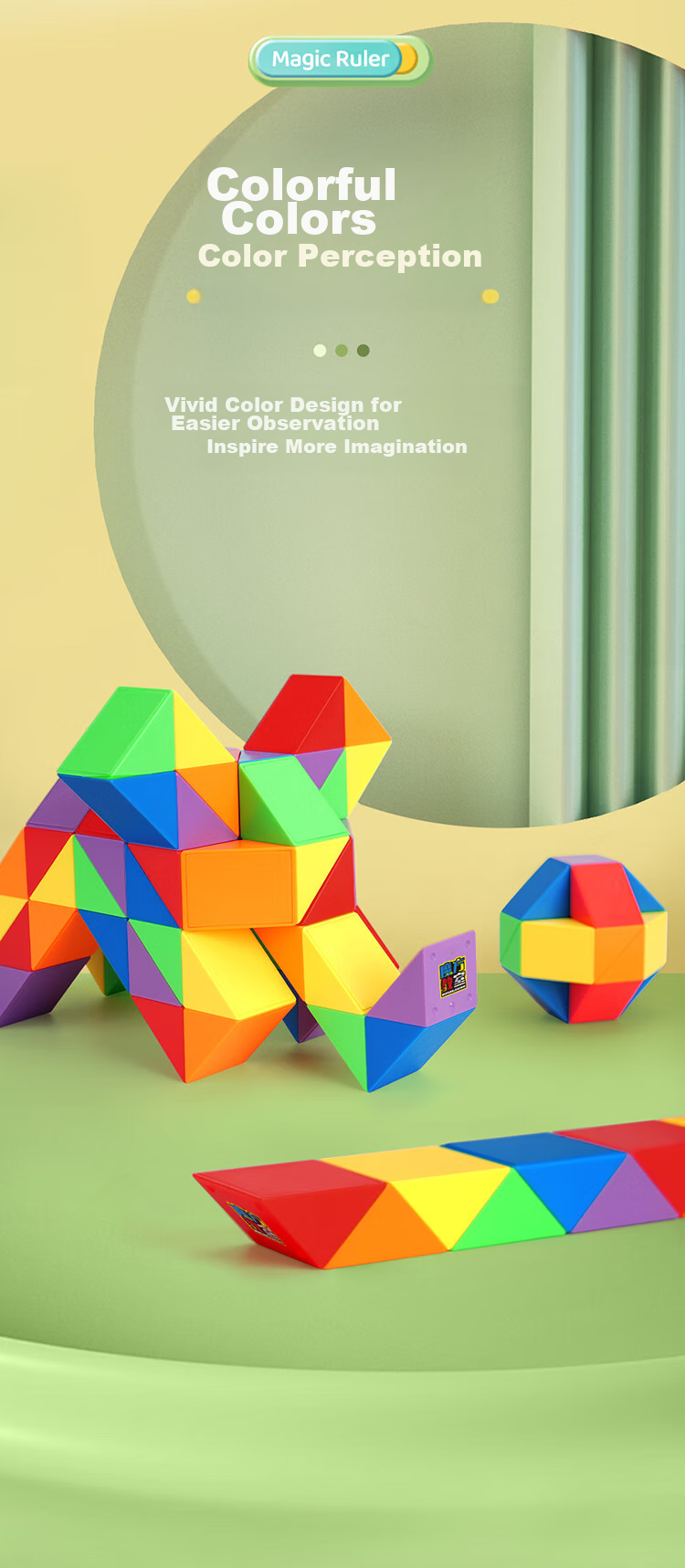 Moyuwenhua Magic Cube 24-Segment Transformable Magic Ruler Elastic Structure Shaping Beginner Teaching Toy for Boys Girls Children Gift 4