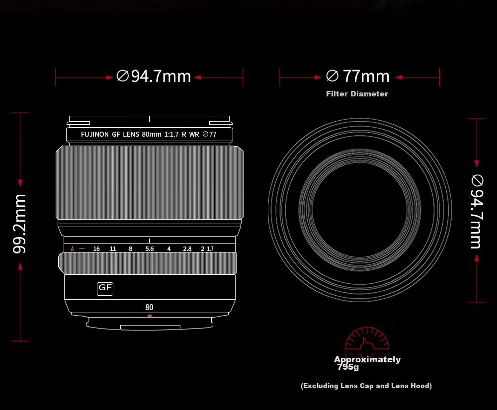 FUJIFILM GF80mm F1.7 R WR Full-Frame Standard Prime Lens, G-Mount 3