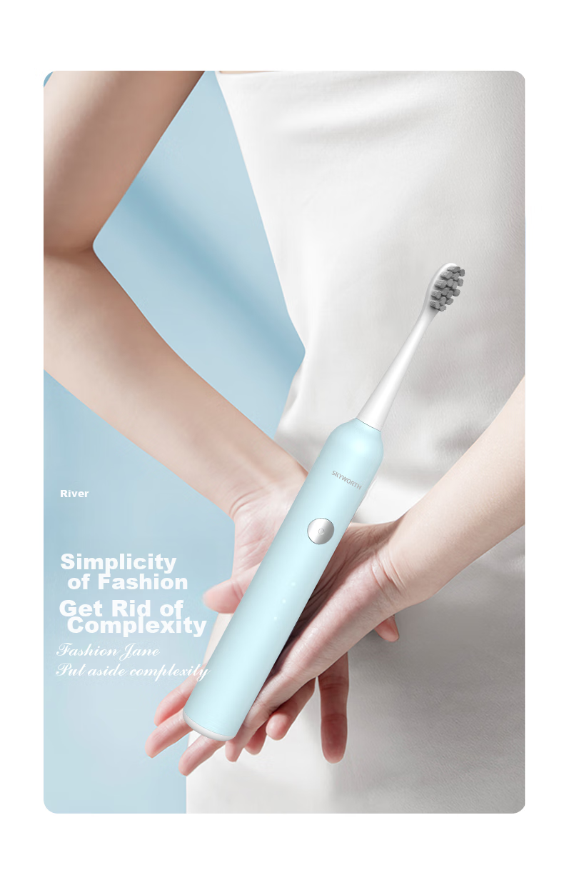 Skyworth Sonic Electric Toothbrush for Adults, Rechargeable Smart Couple Automatic Toothbrush for Men Women Students, Valentine's Day Gift Box Set with Long Battery Life, Single Pack P16 Blue Model 2