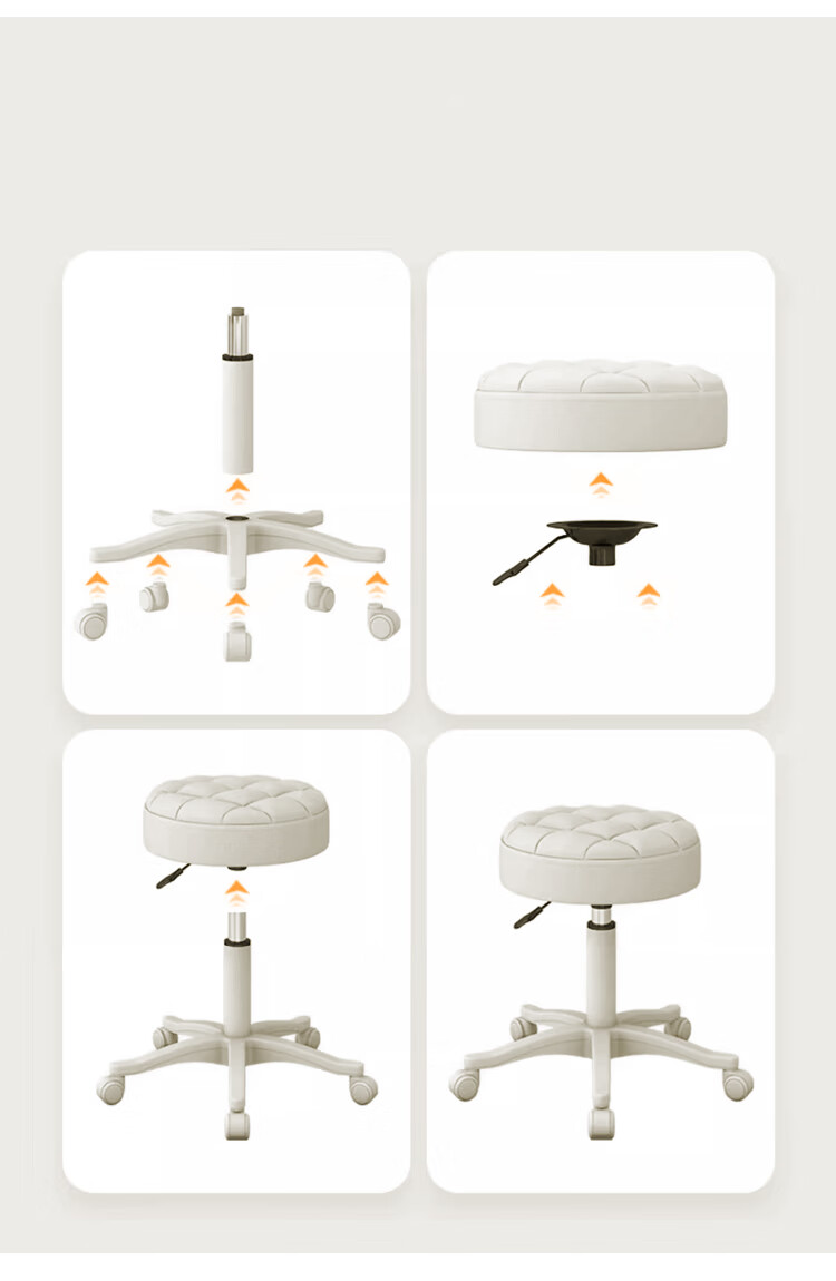 Huakaizhixing Stool Bar Chair Home Adjustable Height Swivel Chair Rotating Beauty Salon Stool Front Desk Rolling Stool Round Stool BY651 Gray 18