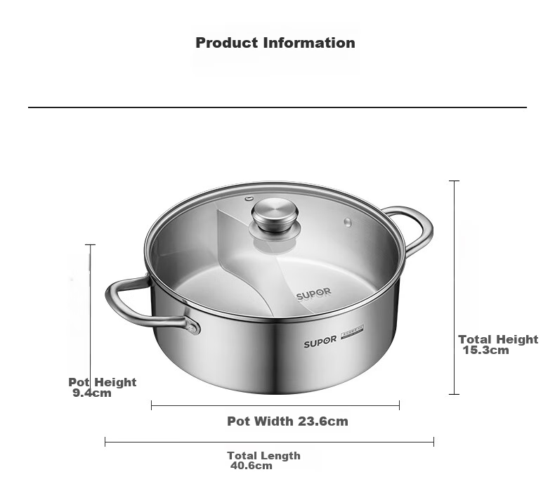 SUPOR Exquisite Stainless Steel Base Clear Soup Hot Pot 28cm, Compatible with Induction Cooker, Hot Pot Utensil ET28AAS05 15