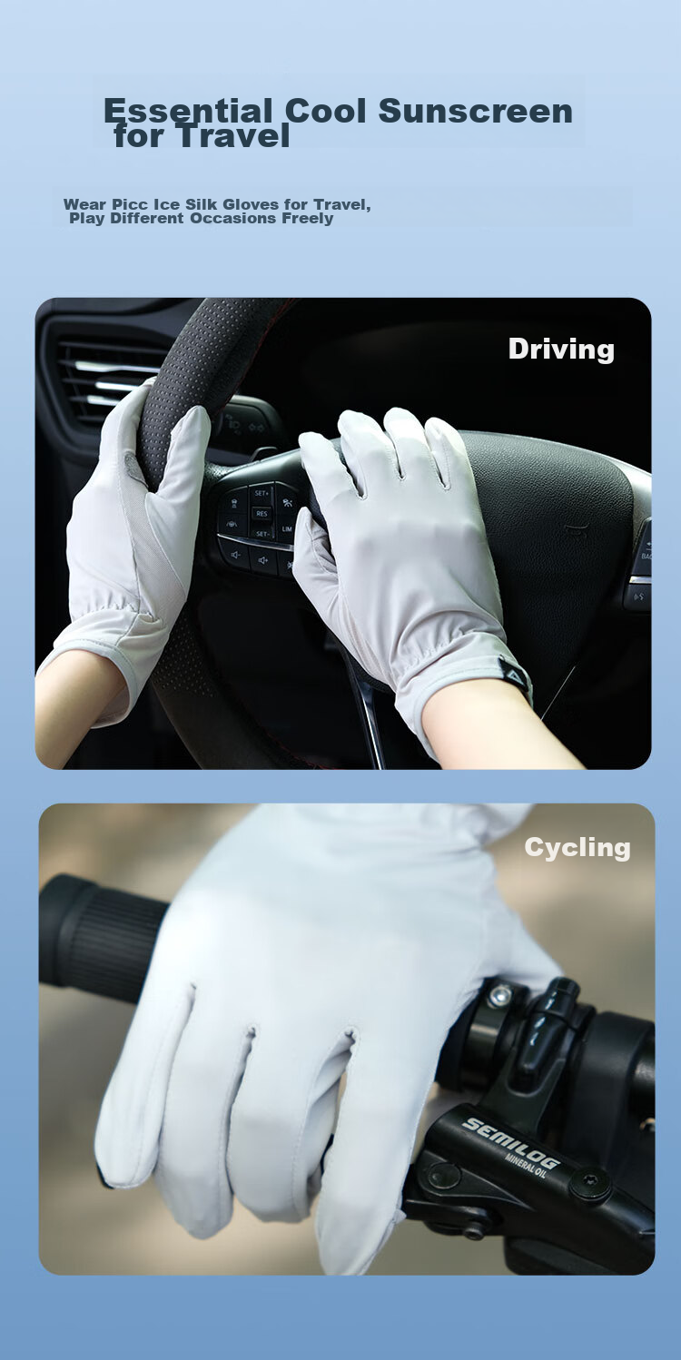 PEAK Cycling Gloves for Men And Women, Summer Ice Silk Sun Protection Non-Slip Bicycle Road Mountain Bike Riding Gloves Black 12