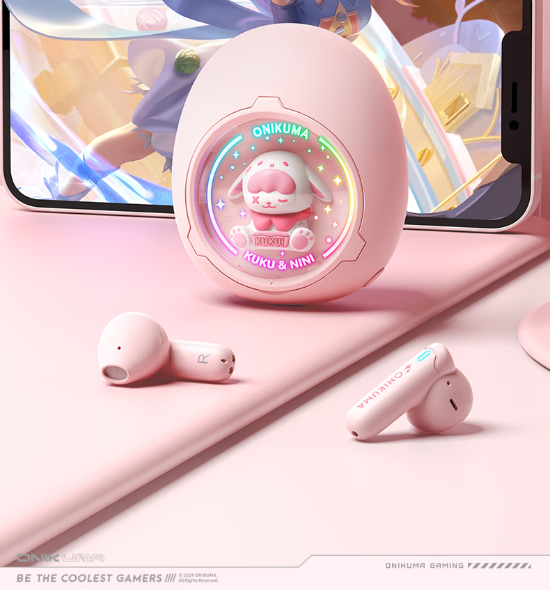 ONIKUMA True Wireless Bluetooth Earphones, Semi In-Ear Style, Cute for Women, Music, Sports And Gaming Headphones, Noise Reduction, Low Latency, Long Battery Life, Suitable for Apple And Huawei, Birthday Gift for Girlfriend 14