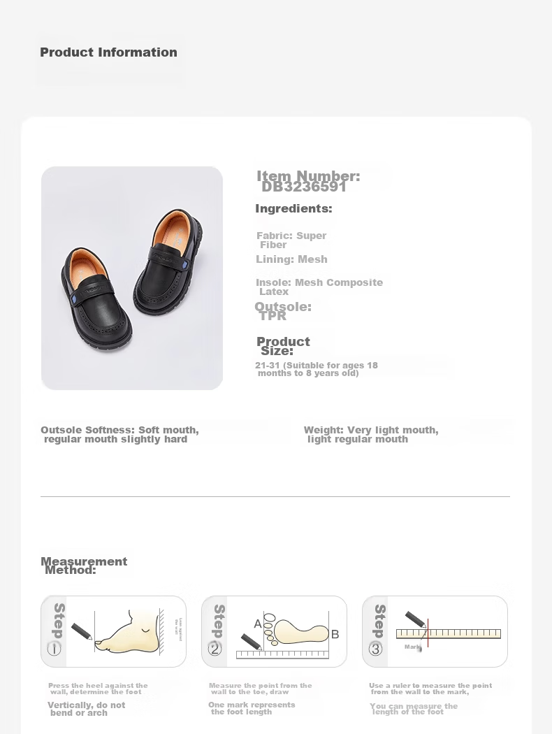DAVE & BELLA [Celebrity Style] Children's Leather Shoes, Boys' Black Dress Shoes, Performance Shoes for Girls, Spring And Autumn Footwear 8