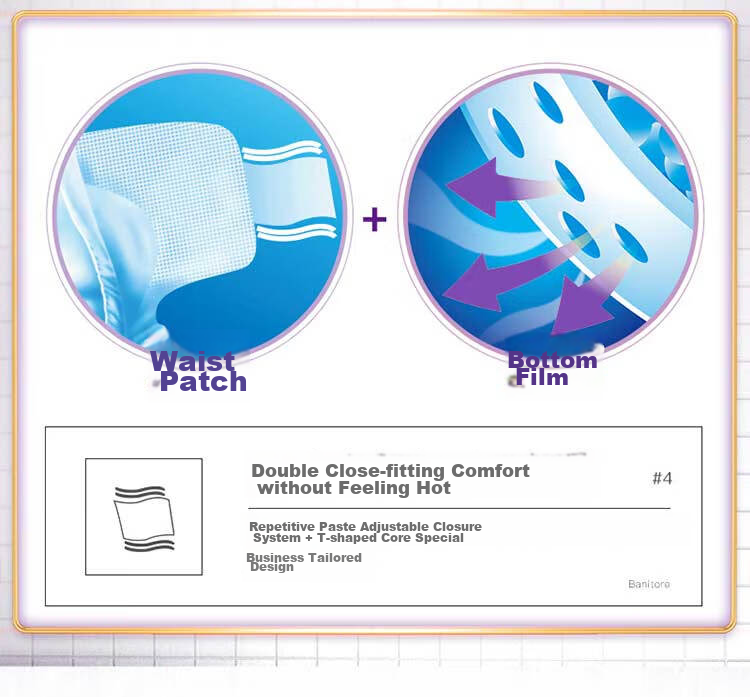 Banitore Economical Adult Diapers, Size M, 60 Pieces (Waist Circumference 85-105cm), Leak-Proof, Breathable, Heng'a 12