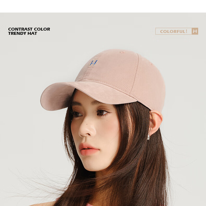 CACUSS Baseball Cap Women Spring Summer Cotton Letter Sun Hat Soft Top Large Head Circumference Slim Face Hat Dark Blue 21