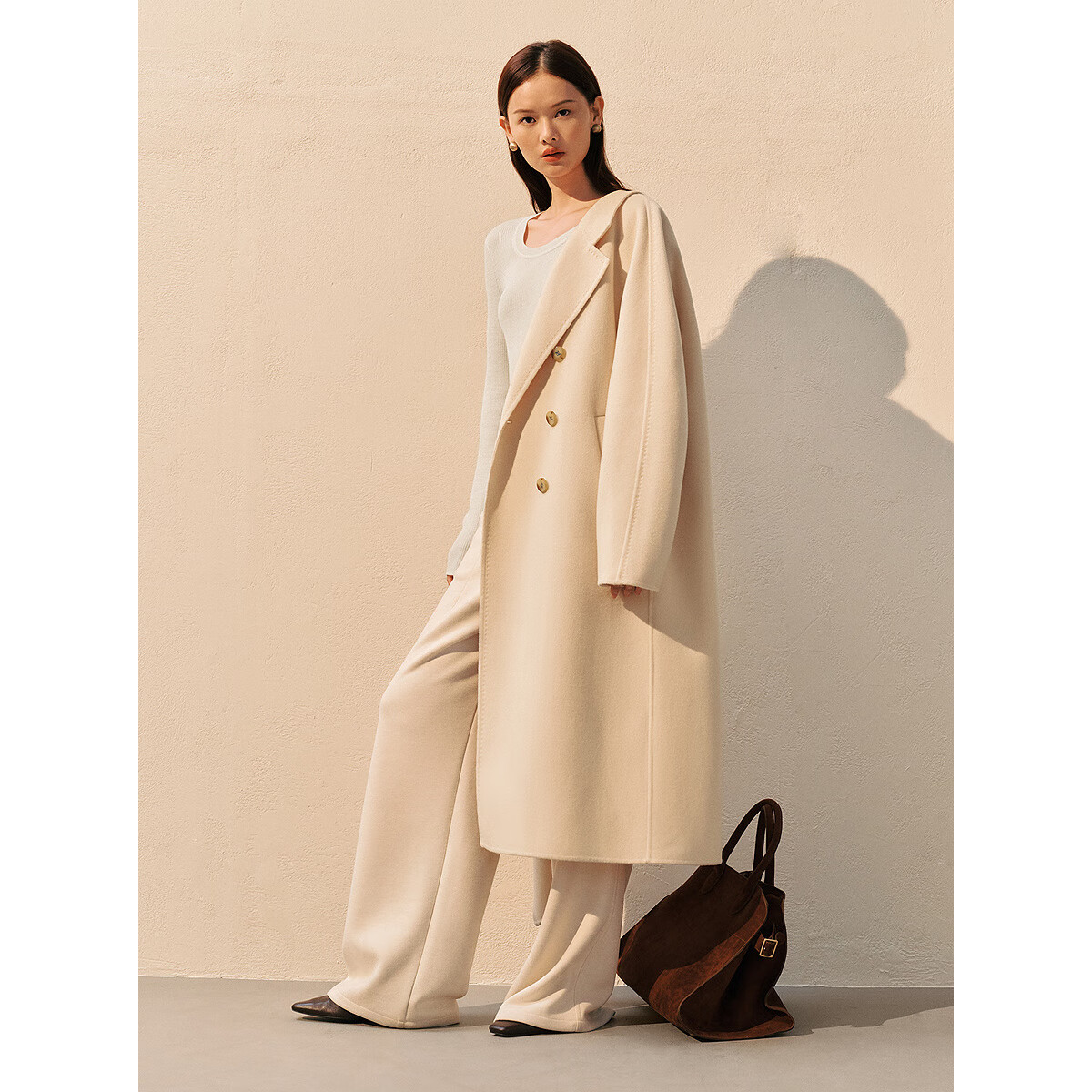 Peacebird Women's Woolen Double-Sided Coat Master Selection Series Winter Outerwear Elegant Beige S