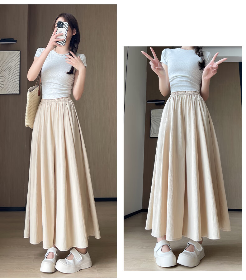 LangSha High-Waisted Yamamoto Skirt Pants for Women, Summer Lightweight Flowy Slimming A-Line Skirt Shorts, Loose Wide-Leg Pants for Petite Figures 22