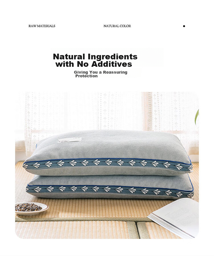 YALU & FREEDOM Buckwheat Pillow, 100% Pure Buckwheat Hull Pillow Core, Adult Sleeping, 5 Jin (2.5 Kg), Removable And Washable, 46x72cm, Pure Gray 3