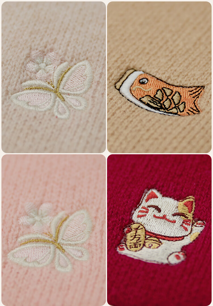 JIUMU Pure Wool Scarf for Women, Autumn And Winter Embroidered Red Warm Neck Warmer, Mid-Autumn Festival Birthday Gift 6