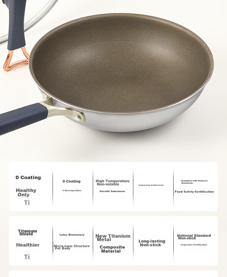 OLOFE 316L Stainless Steel Wok, Flat Bottom, Non-Coated, Chinese Mirror Finish, Seventh Generation Wok, Uncoated, Household Cooking Pan, 32cm 3