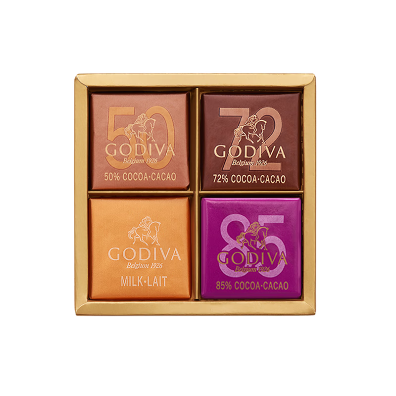 歌帝梵（Godiva）经典混合口味巧克力可可4片装20g 办公室下午茶 休闲零食糖果