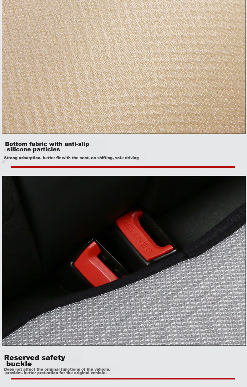 GREAT LIFE Car Seat Cushion, All-Season Universal Breathable Three-Piece Set, Single Piece Interior Seat Cover for Rear Seats, Non-Slip Car Seat Pad 19
