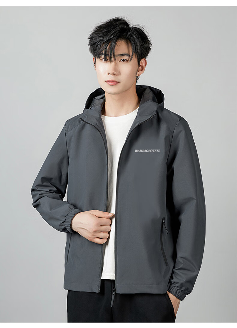 Warrior Men's Hooded Printed Jacket Autumn Fashion Casual Versatile Men's Outerwear 9