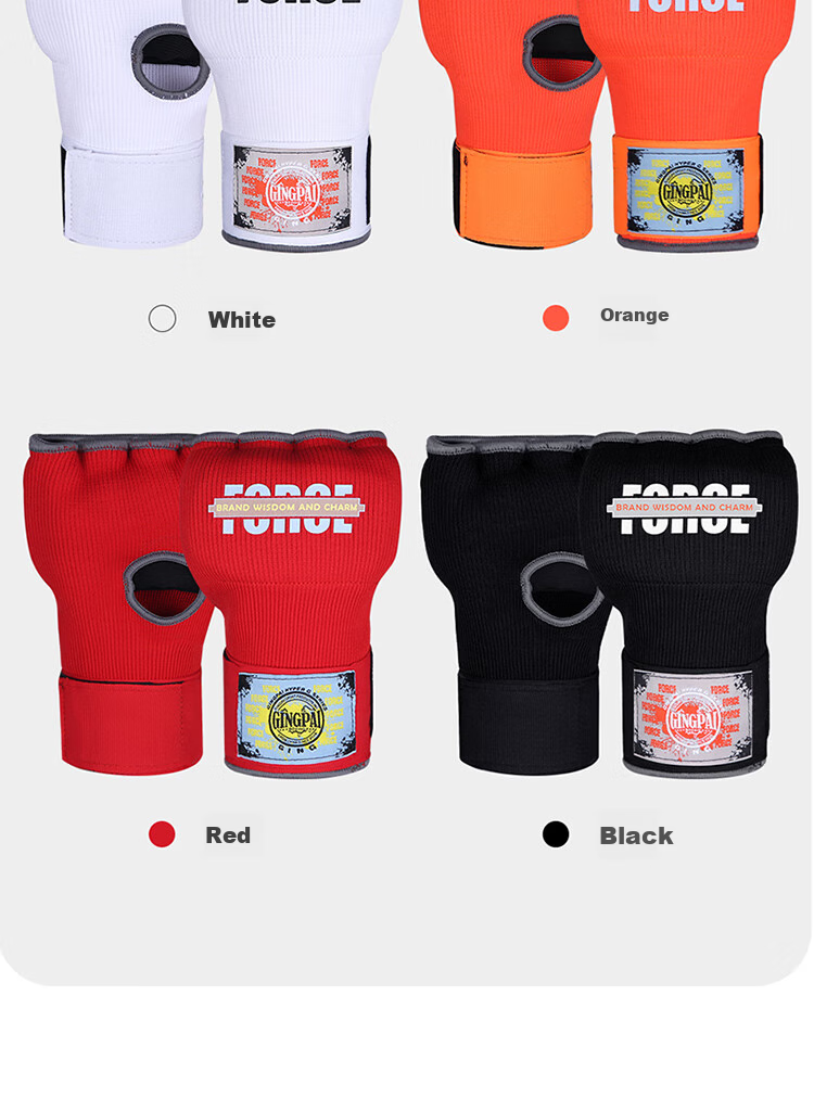 Jingpai Gel Fingerless Gloves, Boxing And Muay Thai Hand Wraps, Thickened Boxing Hand Guards for Men And Women, Orange, Size L 10