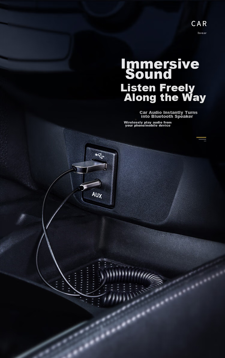 Baseus Car Bluetooth Receiver, Car MP3 Player, Bluetooth 5.0 Lossless Audio And Video Cigarette Lighter, Aux Converter 5