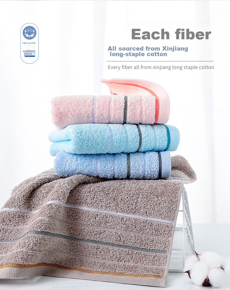 Grace Pure Cotton Couple Towels, Adult Soft Absorbent Terry Striped Face Towels for Men And Women, 10 Pieces, 80g/piece, Sports 2