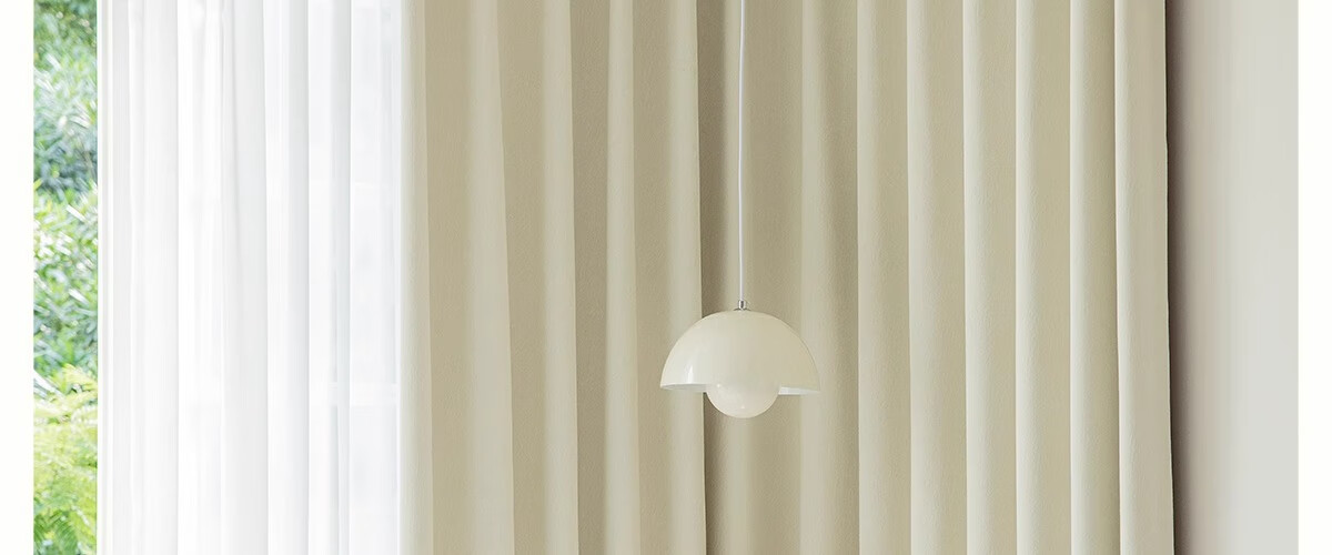 Mihua High Light-Blocking Curtains, Complete Set for Living Room, Thickened Sun Protection, Hooked Velvet Fabric, Cheese Cashmere Color, 1.8m Wide * 2.4m High 16