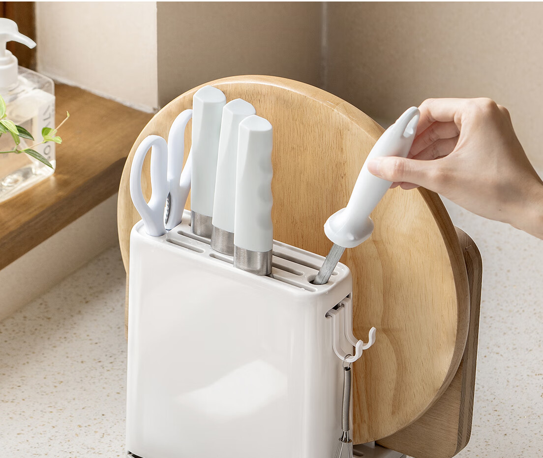 Lanjiaoluo Kitchen Storage Rack, Knife Holder, Draining Rack, Cutting Board Stand, Integrated Knife And Chopping Board Organizer, Utensil Countertop Model 8