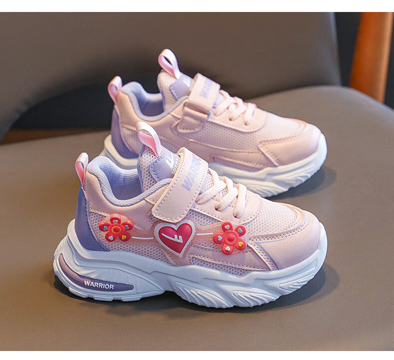Warrior Girls' Shoes, Spring And Autumn Style, Fashionable Soft-Soled Dad Shoes for Little Girls, Sneakers WZ(CL)-1061, Purple, Size 34 6