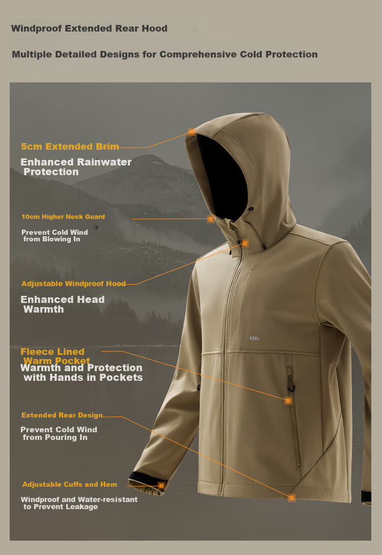 Beneunder Men's Jacket, Autumn And Winter Style, Soft Shell Jacket, High Elasticity, Warm Outerwear, Outdoor ST88324, Pine Nut Brown, XL 17