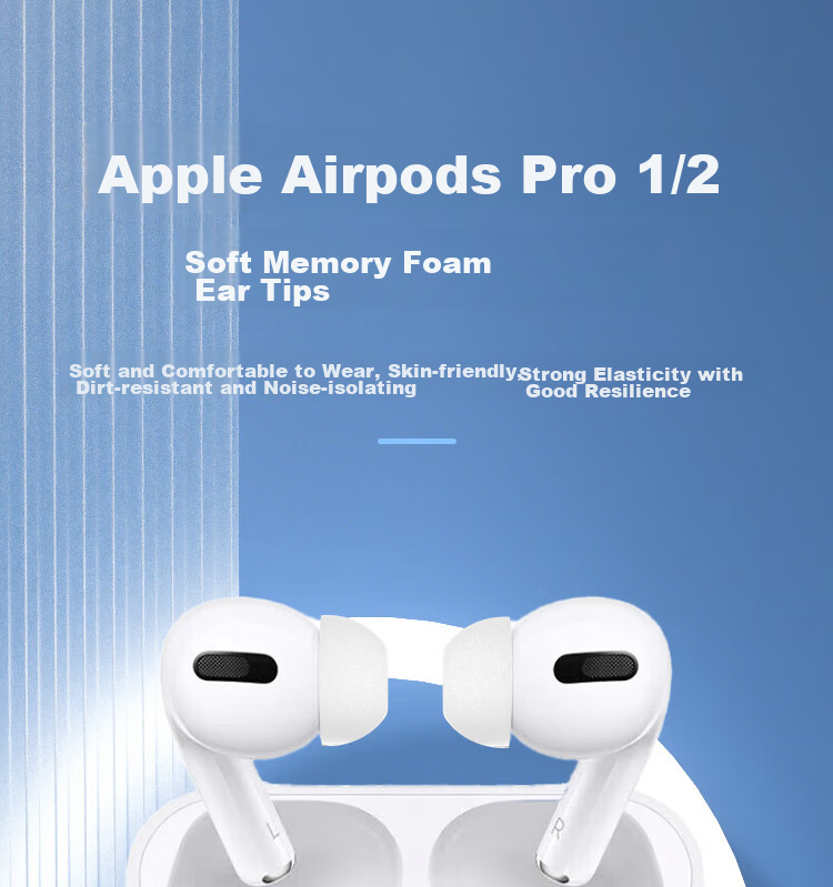 ESCASE AirPods Pro Ear Tips, AirPods Pro Second-Generation Memory Foam Replacement Ear Caps, In-Ear Slow Rebound C Set, Apple Pro 1/2 Generation Noise Reduction Dust-Proof, White And Gray, Medium Size 1