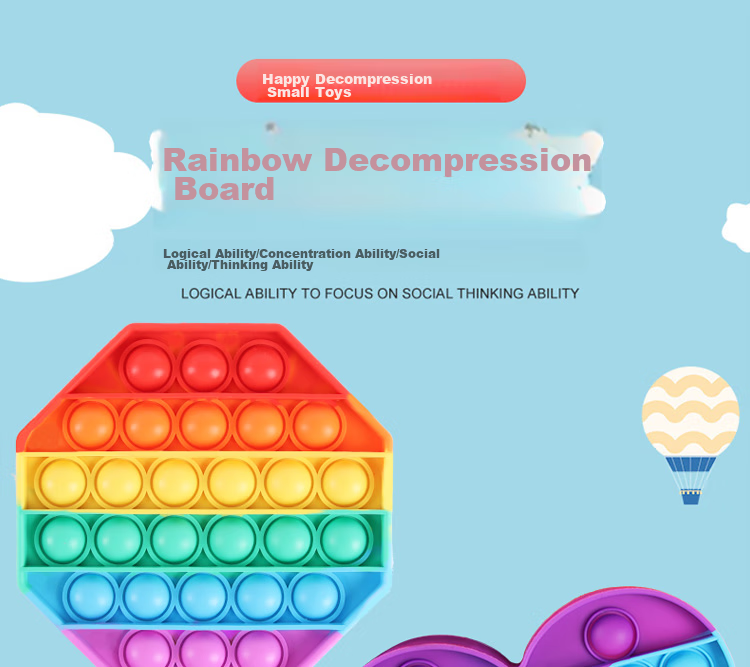TaTanice Rainbow Stress Relief Toy, Children's Mouse-Killing Pioneer Silicone Stress Relief Button Board, Birthday Gift for Boys And Girls 1
